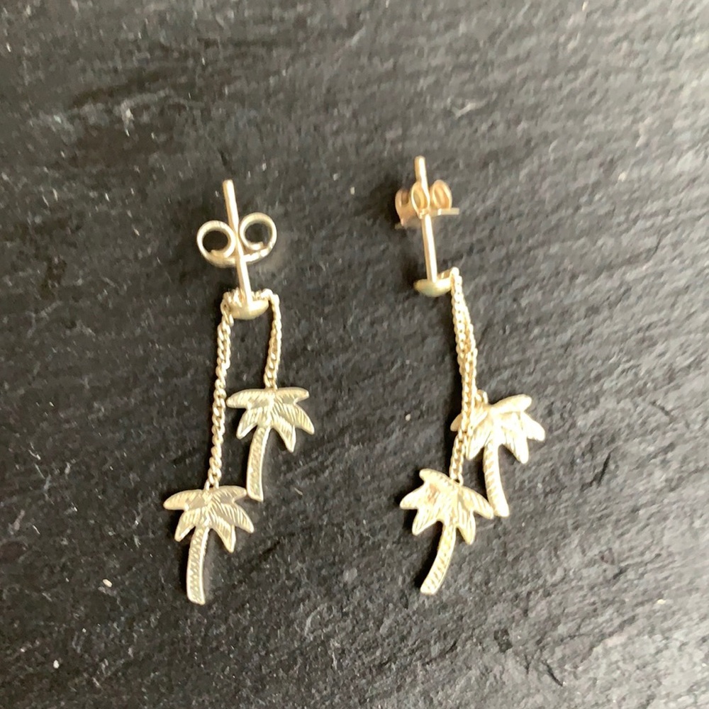 Silver palm tree earrings